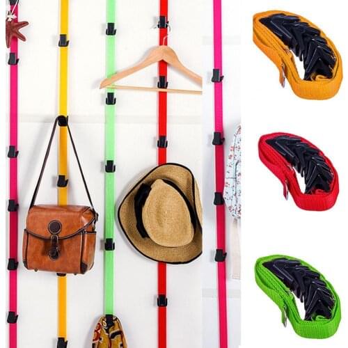 Over Door Straps Hanger Concise Nail Free Nylon Over Door Straps Hanger Hooks Adjustable Hat Bag Coat Clothes Rack Organizer for