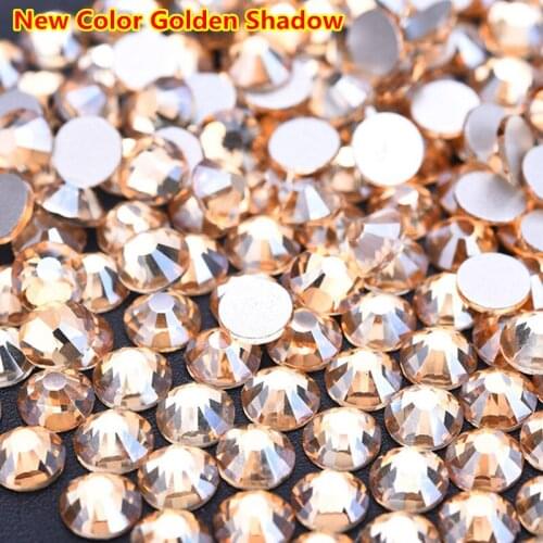 New Color 1440pcs ss3 - ss30 Mix Sizes Golden Champagne Nail Art Rhinestone Flatback Non Hotfix Nail Jewelry in Nail Rhinestones