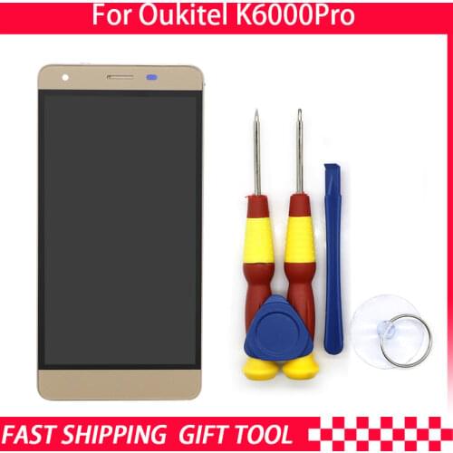 New original Touch Screen LCD Display For Oukitel K6000 pro Digitizer Assembly With Frame Replacement Parts+Disassemble Tool