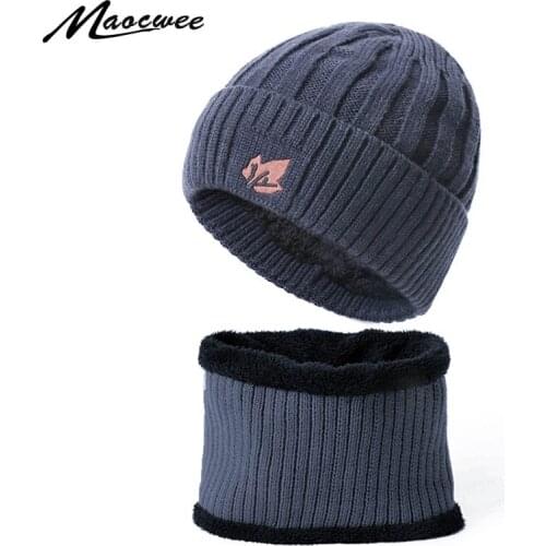 Autumn Winter Beanie Hat Scarf Set For Men Women Wool Kintted Bonnet Scarf Sets Outdoors Riding Warmer Caps Neck Bib Hat Suits