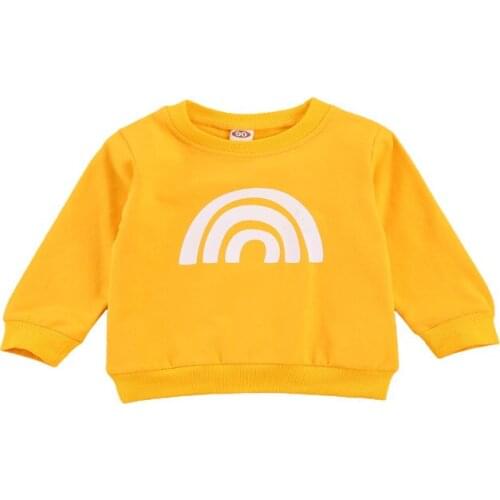 1-6Y Toddler Baby Casual Sweatshirts Long Sleeve Crew Neck Rainbow Printed Pullover Tops Fall Spring Hoodies Casual Coat Outwear