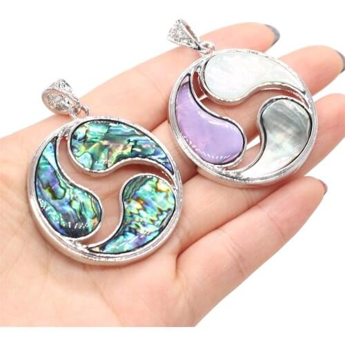Natural Shell Pendant Round shape Mother of Pearl Exquisite charms For jewelry making DIY Necklace accessories 42x42mm