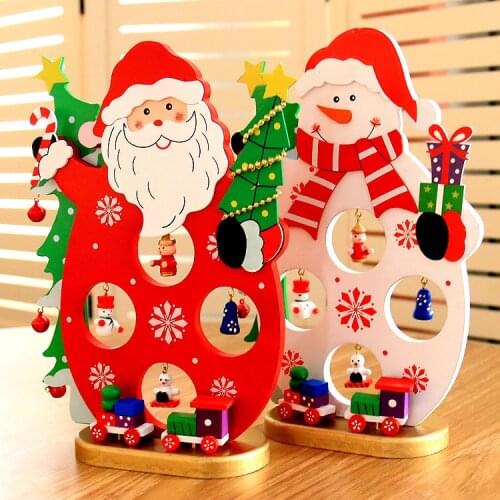Christmas Wooden Old Man Snowman Desktop Craft Ornaments Christmas Creative Gifts Christmas Decorations 300G