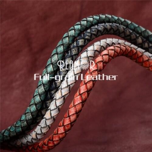 RUIMO 6mm Round Braided Leather Cord Red Green Blue Super Fiber Leather Rope DIY Bracelet Making Accessories