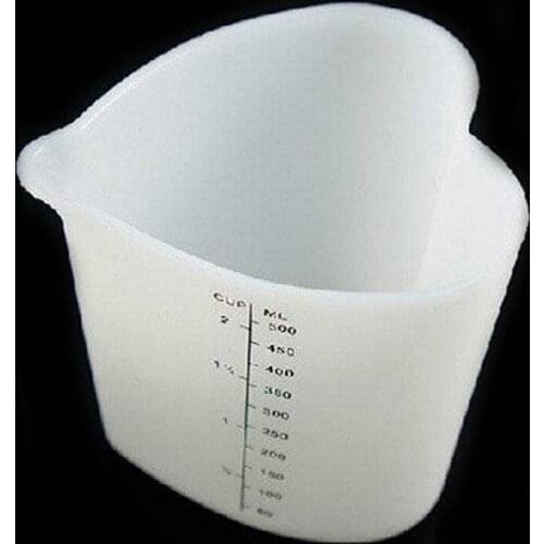 500ML Silicone Measuring Cups Heart Shape Thicken Soft Ovenproof Flexible Pinch Pour Cup Cake Baking Tools High temperature