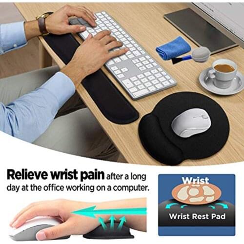 Comfortable Memory Foam Keyboard Mouse Pad Set Ergonomic Anti-Slip Hand Wrist Care Cushion for Office Computer Laptop