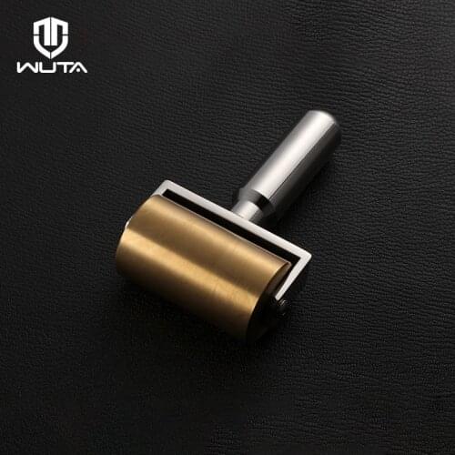 WUTA Original Design Solid Brass+Stainless Steell Leathercraft Roller Edge Creaser&Smoother Glue Laminating DIY Tools 65mm-1000g