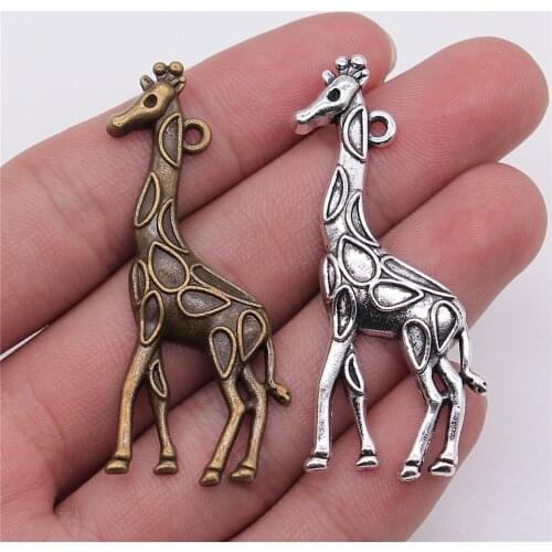 WYSIWYG 4pcs Charms Giraffe Deer 53x23mm Antique Making Pendant Fit Vintage Tibetan Silver Color DIY Handmade Jewelry