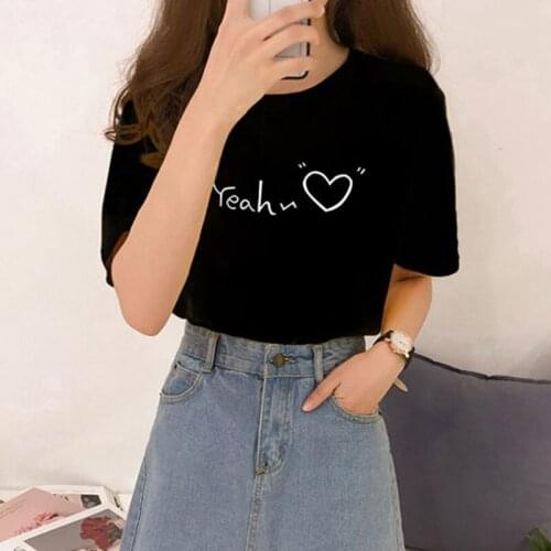 Sweet Heart Letter Tshirt Women Fashion Short Sleeve T Shirt Womens O-Neck Tee Top camiseta feminina Summer T-shirt