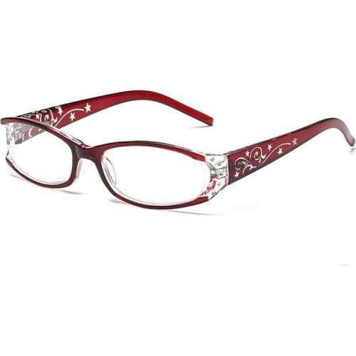 Womens Reading Glasses Elegant Red Anti-radiation Belt Drilling Telescope R240
