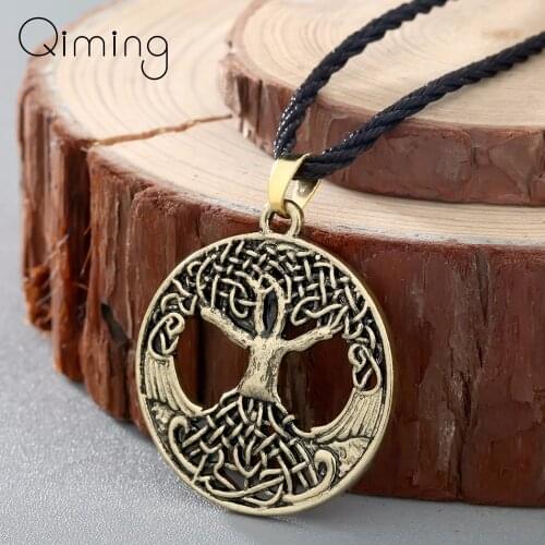 Norse Vikings Knot Amulet Necklace Women fashion Gold Soldiers Raven Tree Of Life Charm Men Necklace Nordic Talisman Jewelry