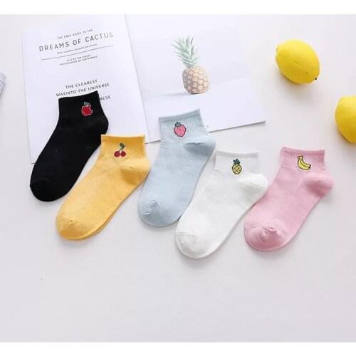 10 Pairs / lot Pure Sweet Fruit Cotton Female Socks Sweat Absorption College Cute Socks