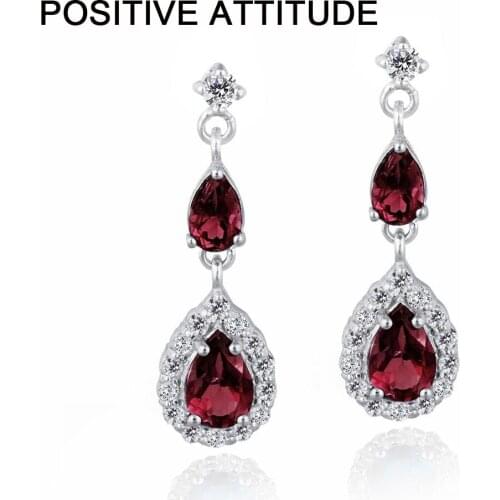 2020 New Wine Red / Green / Blue Zircon Water Drop Ms. Earrings Wedding Party Friends Gifts Popular Jewelry Wholesale