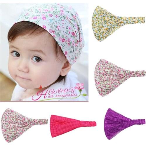 2021 Cute Baby Turban Girls Twisted Kid Floral Polka Dot Print Headscarf Cotton Elastic Headband Bandana Hats Hair Accessories