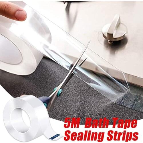 5M Windows Bath Tape Sealing Strips Pvc Nano Tape Mildew Strong Self-Adhesive Seal Strip Kitchen Waterproof Wall Sticker