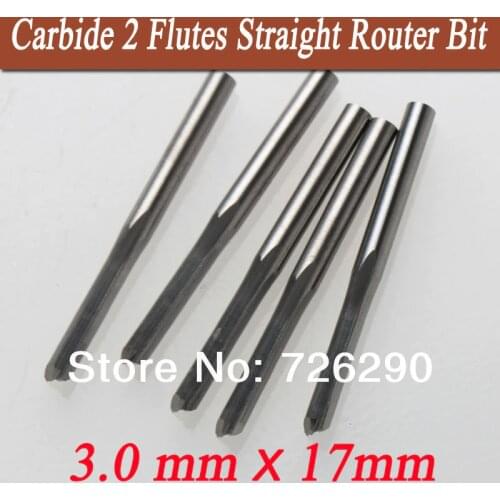 5pcs 3.175*3.0*17mm Two Straight Flutes Router Bits Carbide Cutting Tool End Mill Cutters Tools For Wood CNC