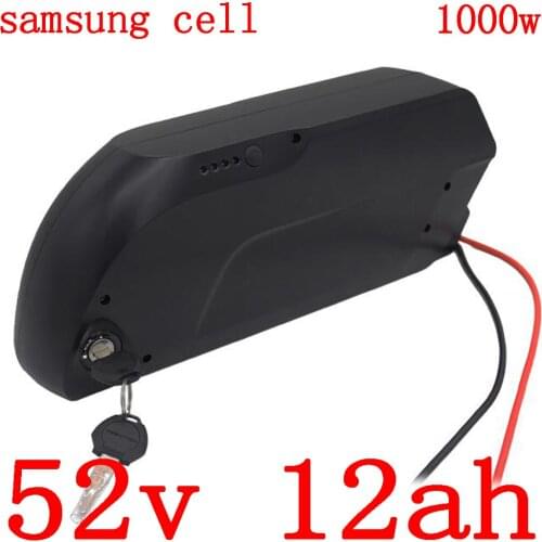 52v 12ah electric bicycle battery 51.8v 52V 12ah lithium ion battery use samsung cell with for 48V 500W 750W 1000W ebike motor