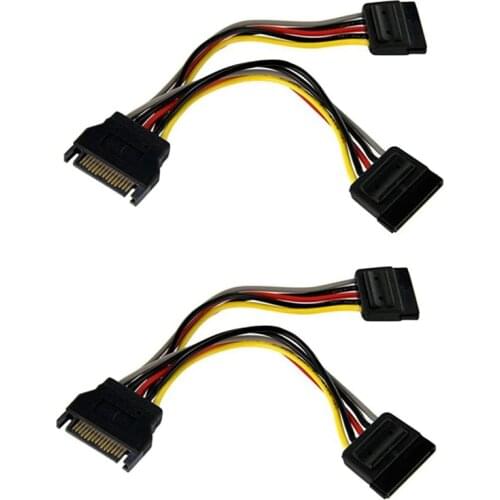 PYO2SATA 6 Inch SATA Power Y Splitter Cable Adapter, M/F, Power Splitter, SATA Power (M) To SATA Power (F), 6 Inch