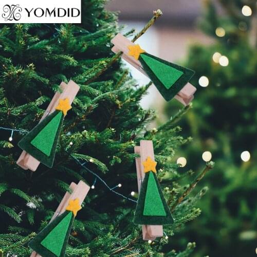 6pcs Christmas clips Xmas tree hanging Ornaments for Home festivel New year Xmas tree decorations Peach wood clip