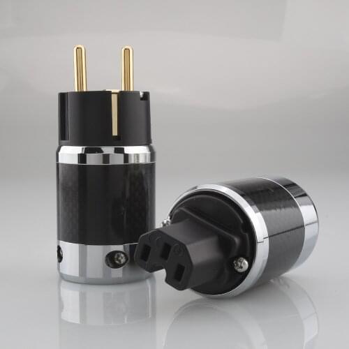 Audiocrast CFG Carbon Fiber golded Plated Schuko Power Plug Connector IEC Female Audio Grade DIY Power cable leads HIFI