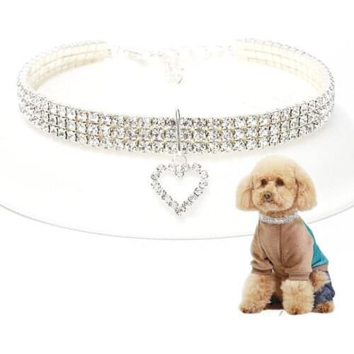 Bling Rhinestone Puppy Dog Collars Personalized Small Dogs Chihuahua Collar Custom Necklace Pet Accessories