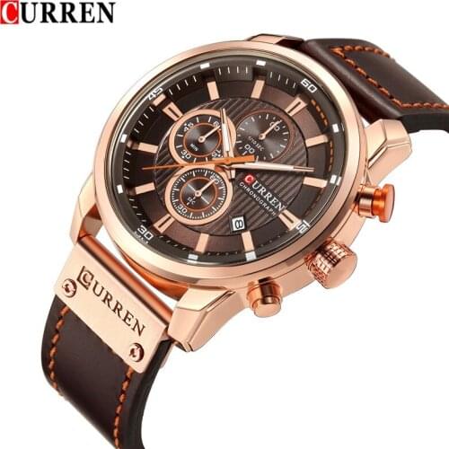 CURREN Watch Men Waterproof Chronograph Sport Military Male Clock Top Brand Luxury Leather Man Wristwatch Relogio Masculino 8291