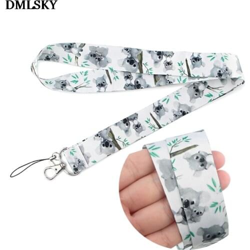 DMLSKY Koala cute Save Koala Lanyard Keychain Lanyards for keys Badge ID Mobile Phone Rope Neck Straps Accessories Gifts M4334