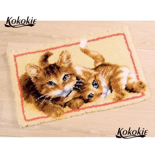 Cats decor latch hook kit rug canvas 3d printing vloerklee foamiran for needlework carpet embroidery accessories tapestry kits