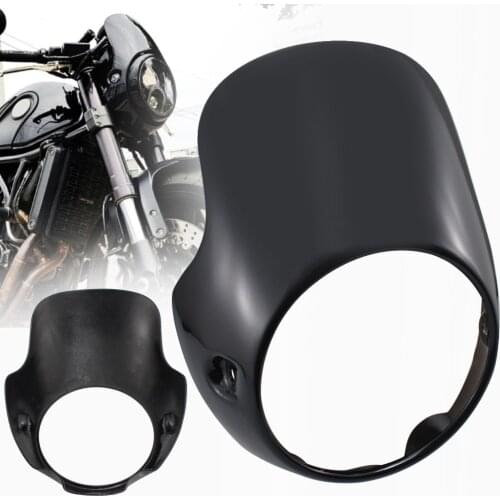 Glossy Black Universal 7" Motorcycle Headlight Fairing Screen Retro Cafe Racer Style For Triumph BONNEVILLE T100 Suzuki Honda