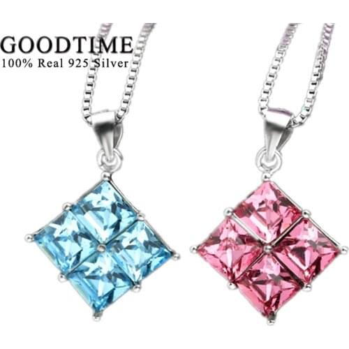 GoodTime New 925 sterling silver jewelry Sparkling Crystal Pendant Necklaces Pure Silver 925 Jewelry Luxcy Valentines Day Gifts