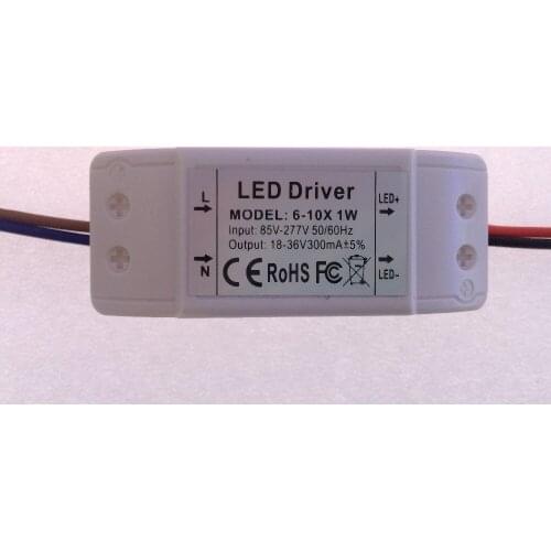 LED Driver Power Supply 300ma Input85-277v for Led Ceilling Light Panel Light Downlight Transformers 6-10x1w 6w 7w 8w 9w 10w AC