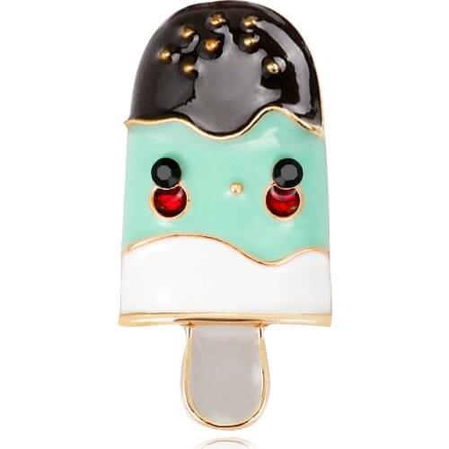 Kawaii Chocolate Ice Cream Brooches for Women Child Enamel Brooch Cartoon Popsicle Pins Jewely Accessories Gifts