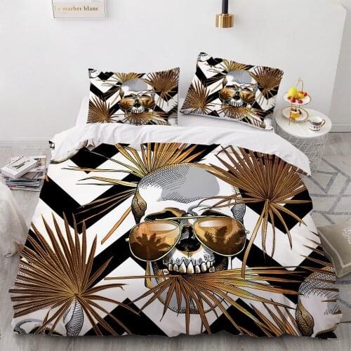 Classic 3D Skull Duvet Cover Set Bedding Sets Quilt Covers and Pillow cases King Queen Double Single Size Home Textile