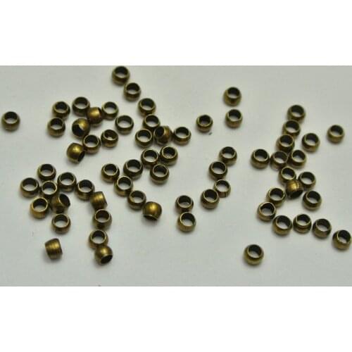 1000 pcs Bronze Tone Metal Round 3.0mm Crimp End Beads