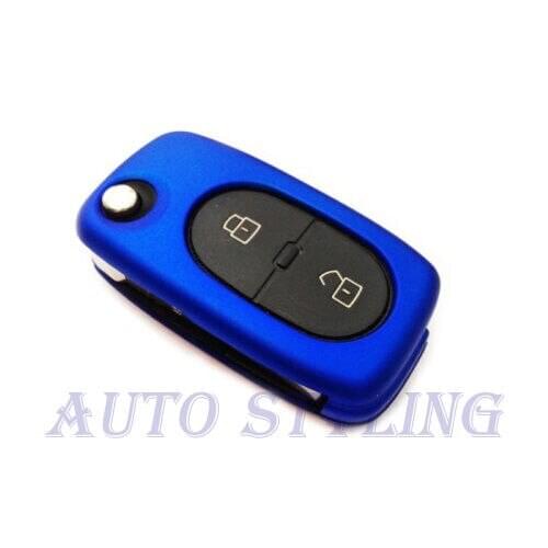 Metallic Blue Key Cover VW 2 Button Case Remote Fob Protector Cap Bag Oval 42mb
