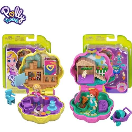 Genuine Polly Pocket Mini Compact Doll with Cute Accessories Small Toys for Girls Birthday Gift Original Top Brand for Children