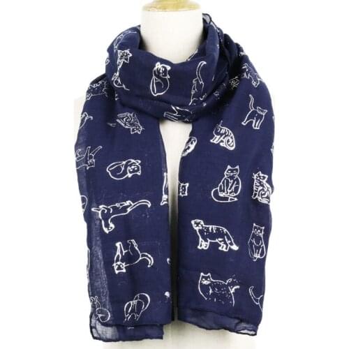 Fashion Silver Foil Cat Print Scarf Shawls Animal Pattern Wrap Hijab Wholesale 10pcs/LOT Free Shipping