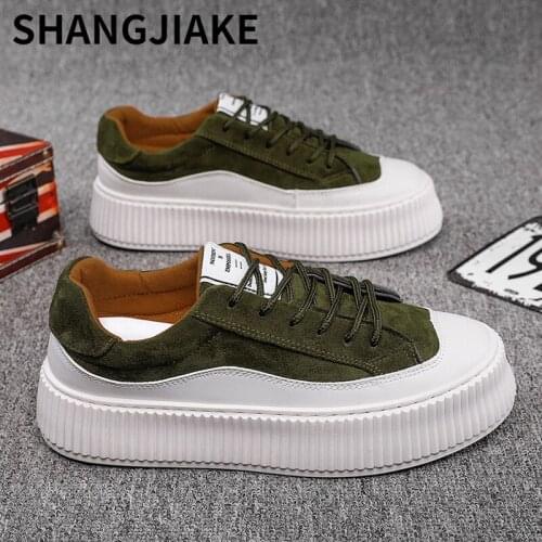 2021 Spring/Autumn Casual Shoes for Men Running Sneaker Student Fashion Board Shoes Leather Comfortable Black Platform Shoes Men