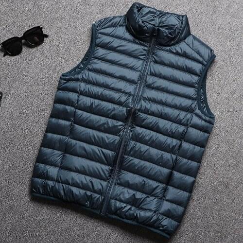 2021 Winter Men White Duck Down Vest Coat Male Ultralight Sleeveless Puffer Vest Jacket Men Thin Warm Down Jacket Waistcoat O342