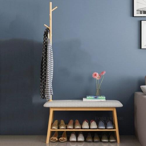 Small Apartment Homestay Floor Coat Racks for Bedroom Dormitory Household Clothes Hanger Stand Hallway Porch Storage Shoe Stools