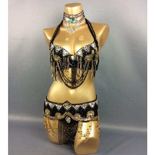 Hot Sale Womens belly dance costume Set Sexy Carnival Costume Outfits Sequins belly dancing clothes BRA Belt bellydance Wear