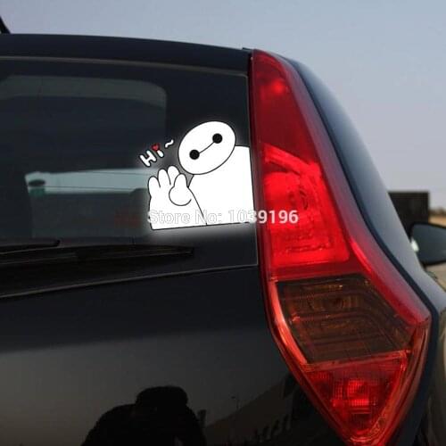 New Styling Cute Lovely Cartoon Big Hero 6 Baymax Hi Creative Reflective Car Whole Body Trunk Stickers Decal Waterproof Vinyl