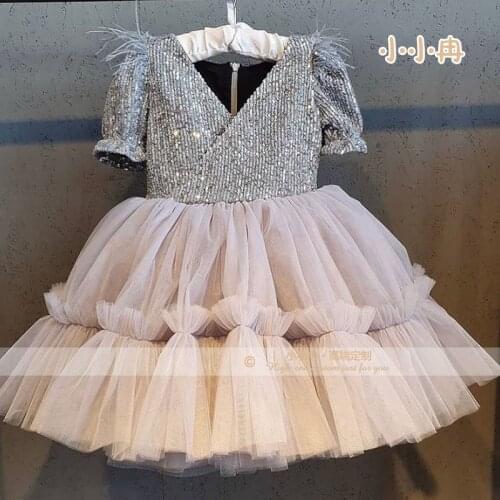 New Style Baby Girls Birthday Party Dress Baby Girl Short Sleeve Toddler Clothes Christmas Gown