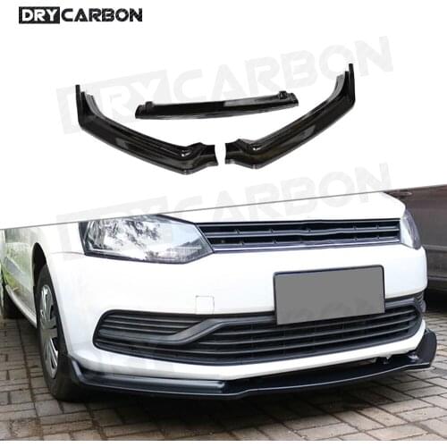 3 PCS ABS Front Bumper Lip Chin Spoiler For Volkswagen VW Polo 2014-2018 Not For GTI Head Bumper Guard Car Styling