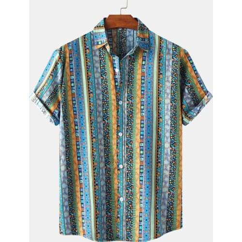 Striped Shirts Men Summer Oversize Casual Mens Aloha Shirt Beach Holiday Hawaiian Camisas Luxury Print Breathable Chemise Homme