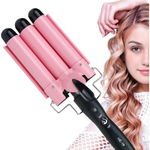 Professional Ceramic Three Tube Curling Triple Barrel Crimper Wave Water Ripple Rolls Electric Hair Curler Styling