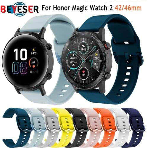 For Honor magic Watch 2 42mm 46mm Band Silicone Watchbands 20mm 22mm watch band bracelet For Huawei Watch GT 2 ремешок pulseira