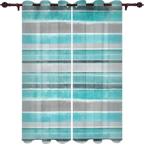 Baby Bedroom Curtains Nordic Style Stripes Turquoise Living Room Hanging Curtains Balcony Kitchen Study Modern Window Treatments