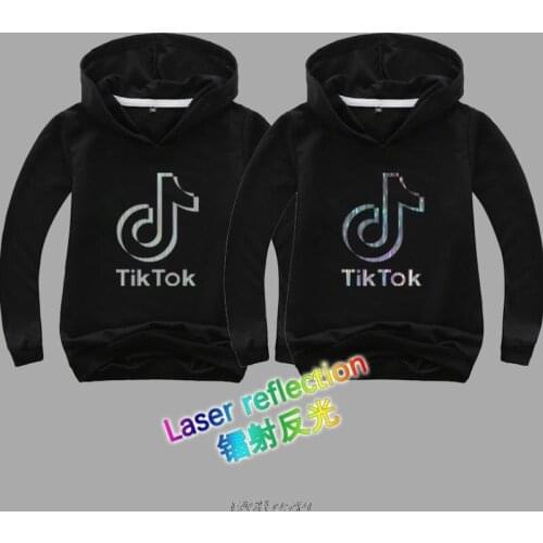Tik Tok Toddler Boys Sweatshirt Toddler Kids Hoodies laser reflection Shirt Long Sleeve Sweater Girls kawaii Anime Printed Tops