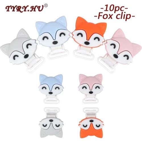 TYRY.HU 10pc Plastic Baby Fox Pacifier Clips DIY Baby Pacifier Dummy Chain Holder Soother Nursing Jewelry Toy Clips